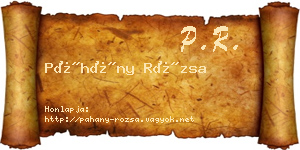 Páhány Rózsa névjegykártya